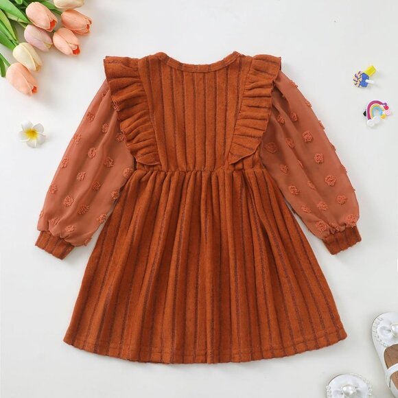 Luxurious Toddler Girl Sweater Dress with Ruffles, Perfect for Winter Occasions - Picture 4 of 8